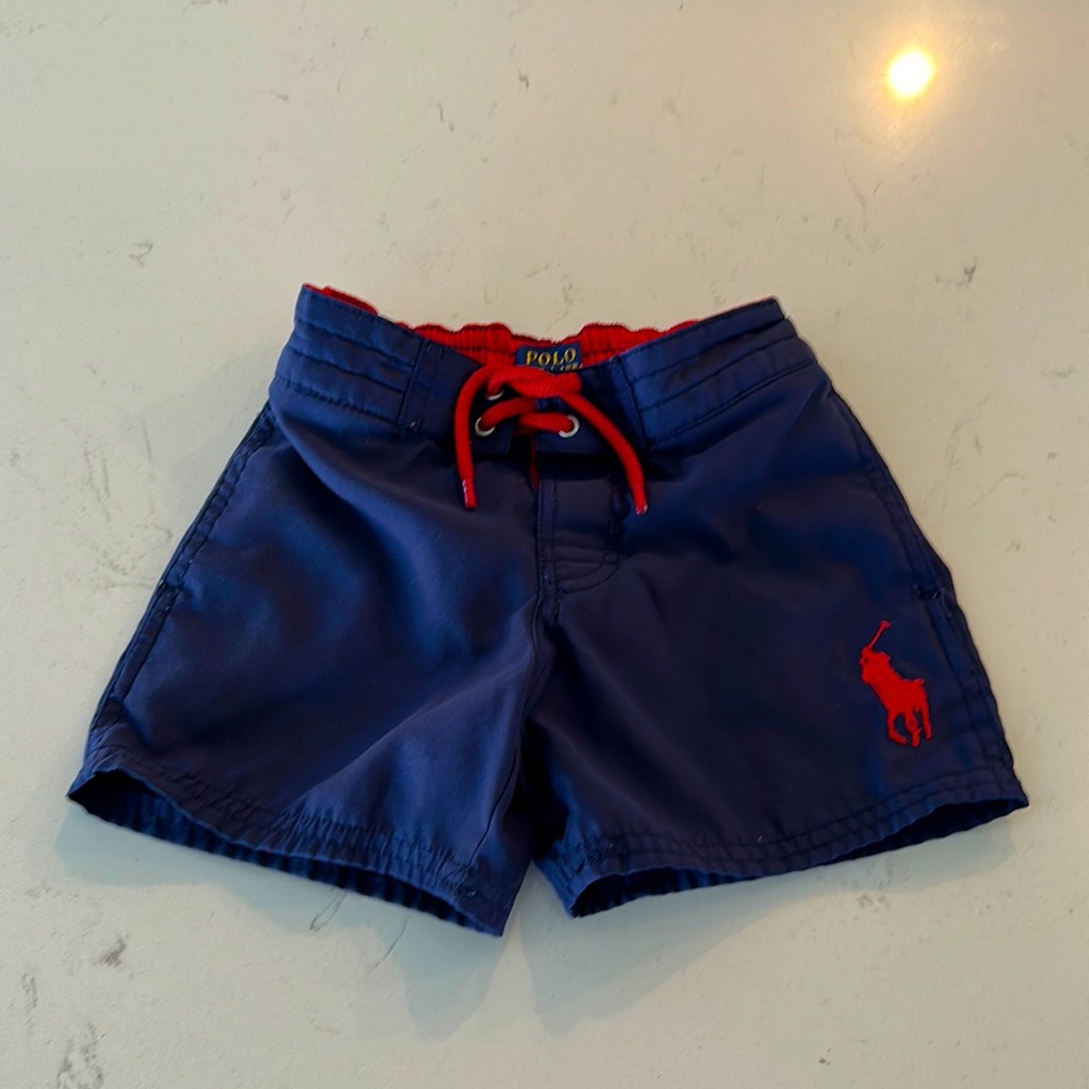 Polo by Ralph Lauren Navy Swim Trunks with Red Accents